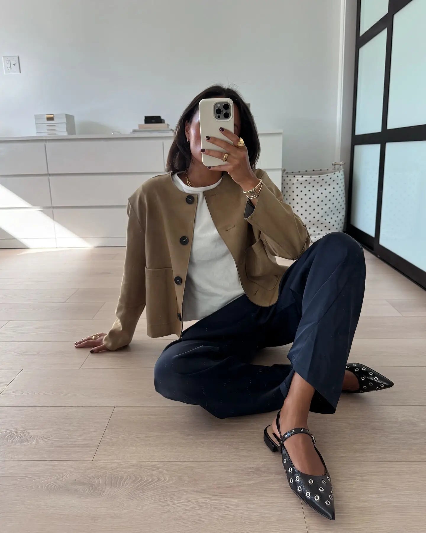 Women's Bomber Jacket Red Polyester Minimalist - 3