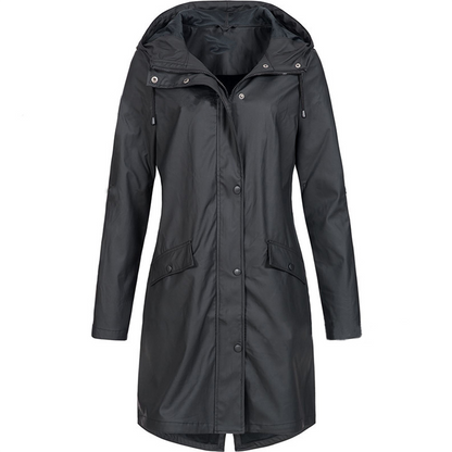 Women's Waterproof Rain Jacket Black Lightweight Hooded - 4