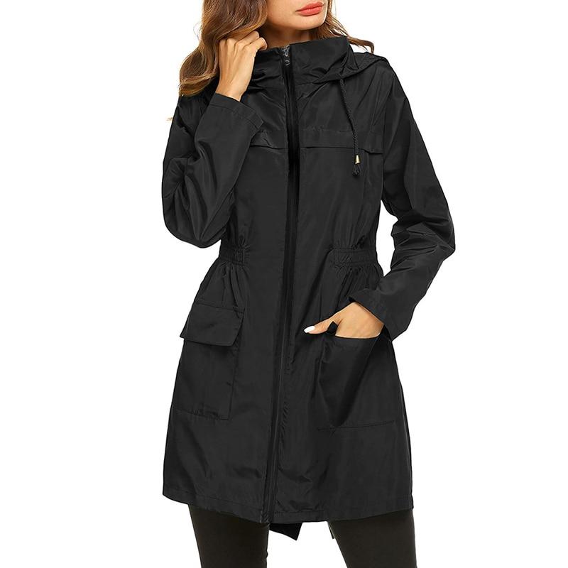 Women's Windbreaker Jacket Black Lightweight Waterproof - 12