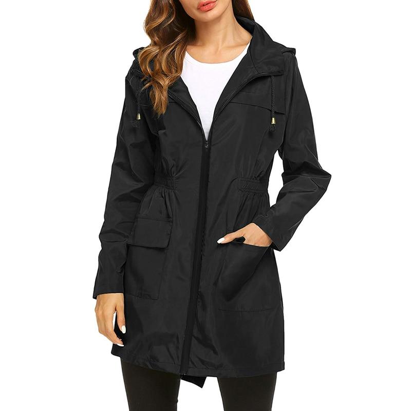 Women's Windbreaker Jacket Black Lightweight Waterproof - 5