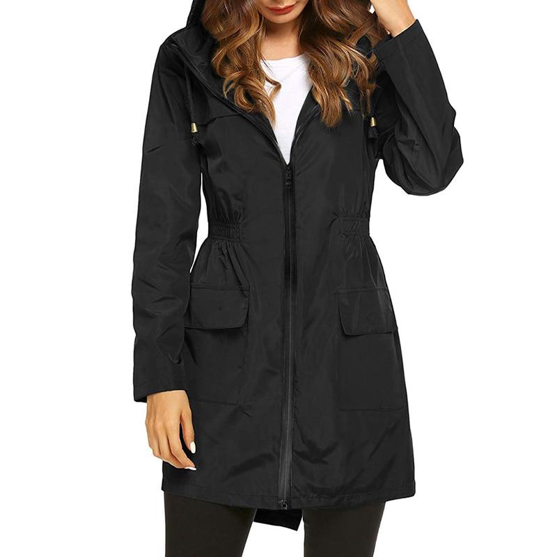 Women's Windbreaker Jacket Black Lightweight Waterproof - 6