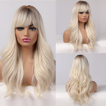 Women's Wavy Wig Bluish Gray High-Temperature Fiber 25
