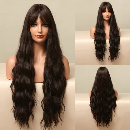Women's Wavy Wig Bluish Gray High-Temperature Fiber 26