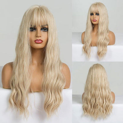 Women's Wavy Wig Bluish Gray High-Temperature Fiber 27