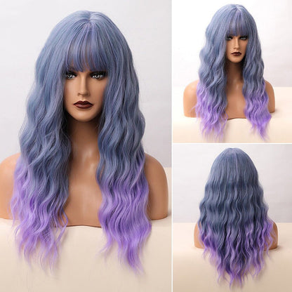 Women's Wavy Wig Ombre Pink 24 Inch Heat-Resistant Fiber 16