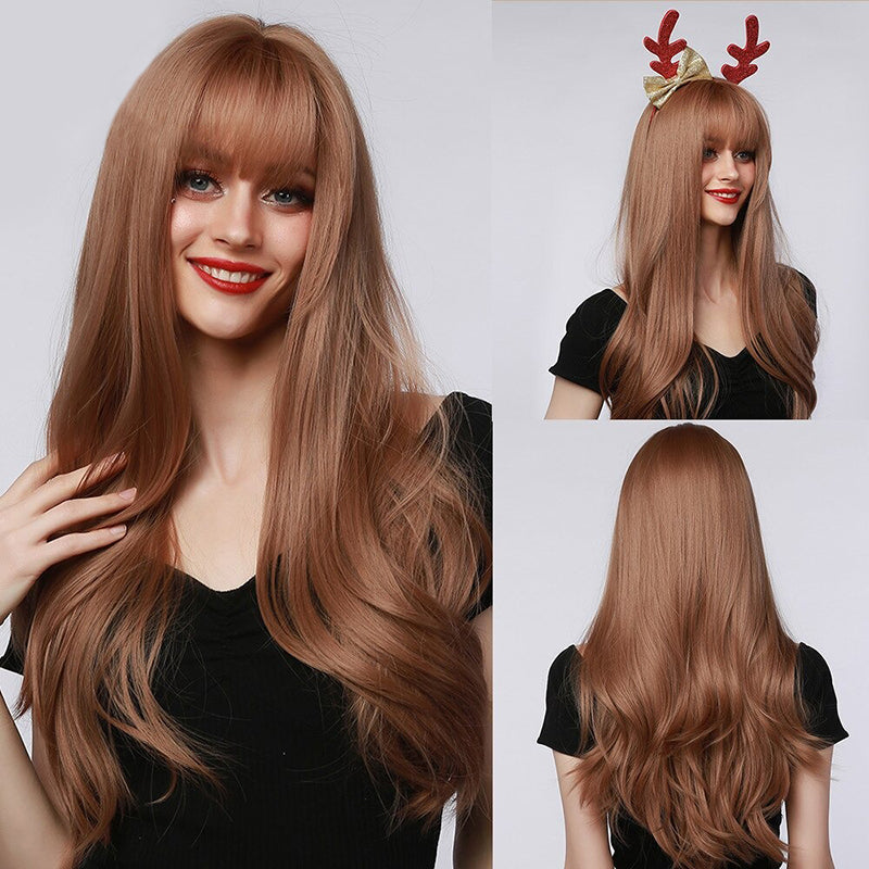 Women's Wavy Wig Ombre Pink 24 Inch Heat-Resistant Fiber 40