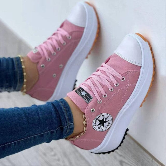 Women's White Canvas Lace-Up Sneakers – Breathable Non-Slip Casual Shoes for Everyday Comfort 1