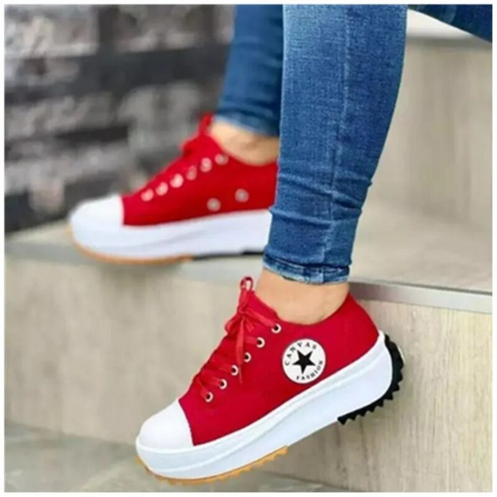 Women's White Canvas Lace-Up Sneakers – Breathable Non-Slip Casual Shoes for Everyday Comfort 5
