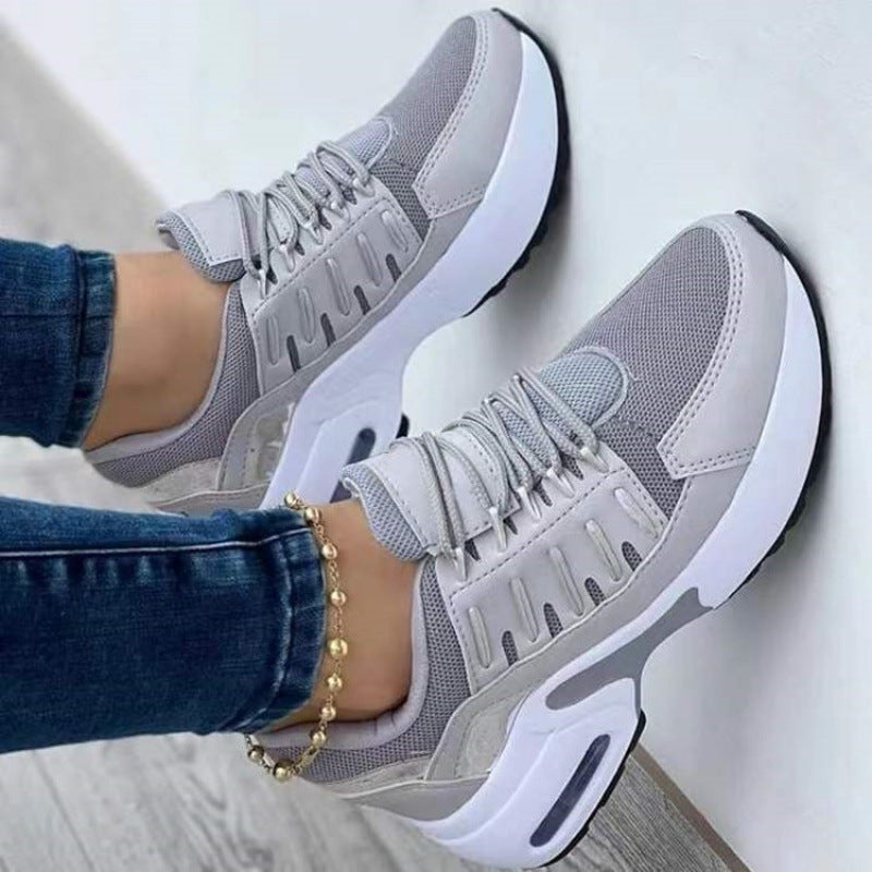 Women's White Sneakers - Breathable Mesh Athletic Shoes with Platform Sole and Cushioned Lace-Up Fit for Walking and Casual Wear 2