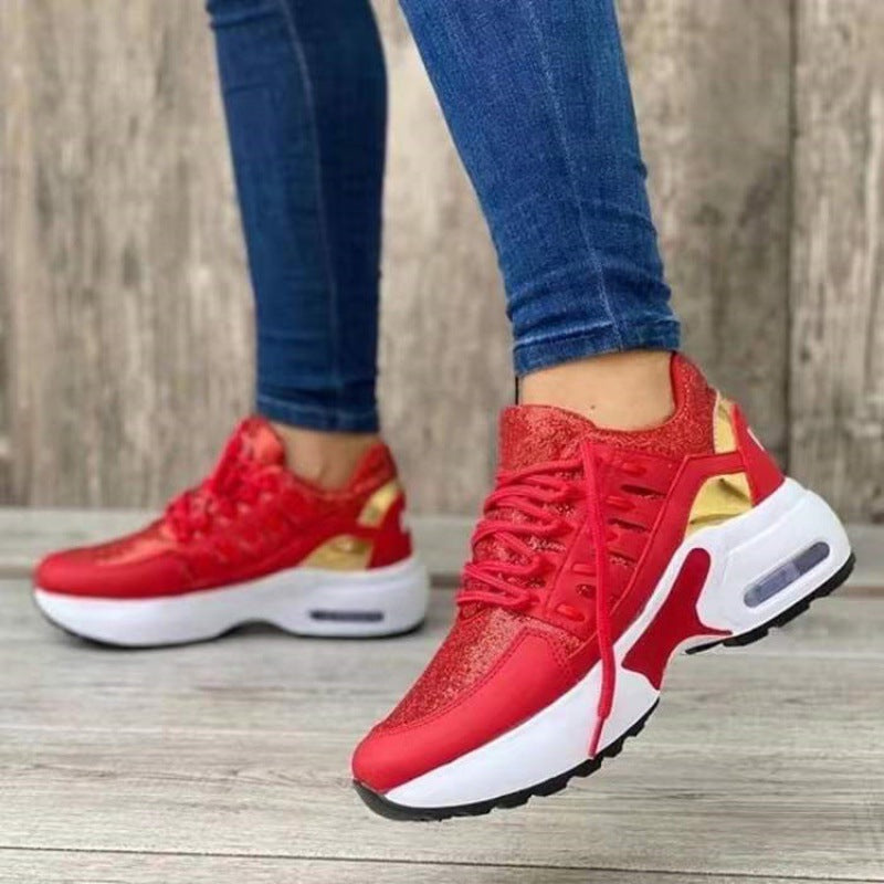 Women's White Sneakers - Breathable Mesh Athletic Shoes with Platform Sole and Cushioned Lace-Up Fit for Walking and Casual Wear 4