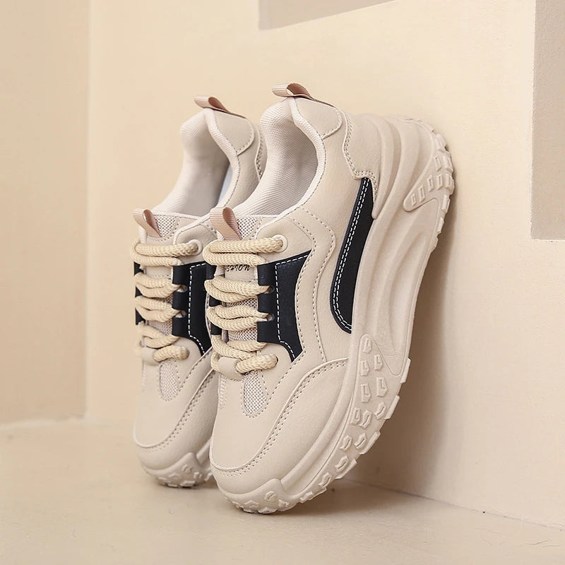 Women's White Sneakers with Thick Sole – Comfortable Stylish Walking Shoes for Everyday Wear 3