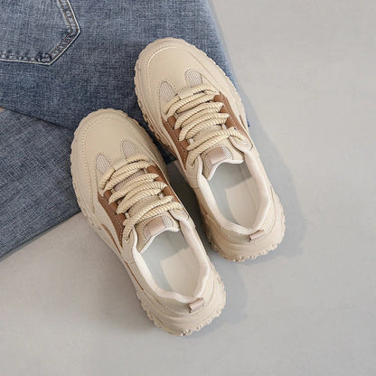 Women's White Sneakers with Thick Sole – Comfortable Stylish Walking Shoes for Everyday Wear 8