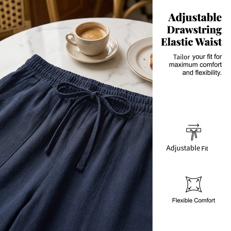 Women's Cropped Wide-Leg Linen Blend Pants