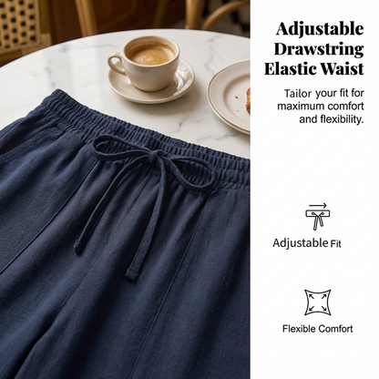 Women's Cropped Wide-Leg Linen Blend Pants