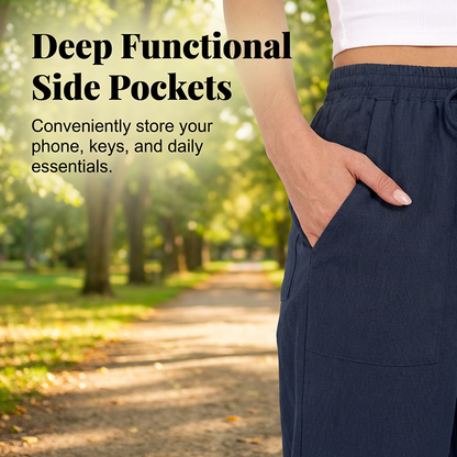 Women's Cropped Wide-Leg Linen Blend Pants