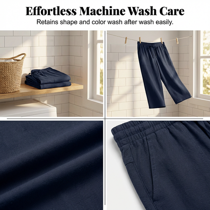 Women's Cropped Wide-Leg Linen Blend Pants