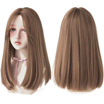 Women's Wig Long Black Heat-Resistant Synthetic with Bangs 16
