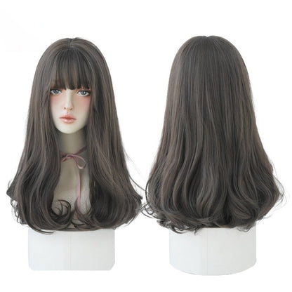 Women's Wig Long Black Heat-Resistant Synthetic with Bangs 22