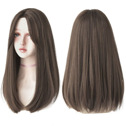 Women's Wig Long Black Heat-Resistant Synthetic with Bangs 24