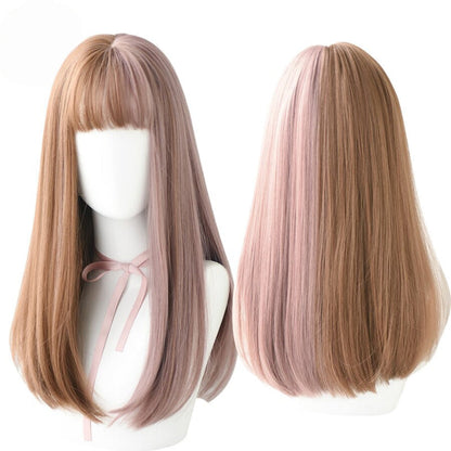 Women's Wig Long Black Heat-Resistant Synthetic with Bangs 27