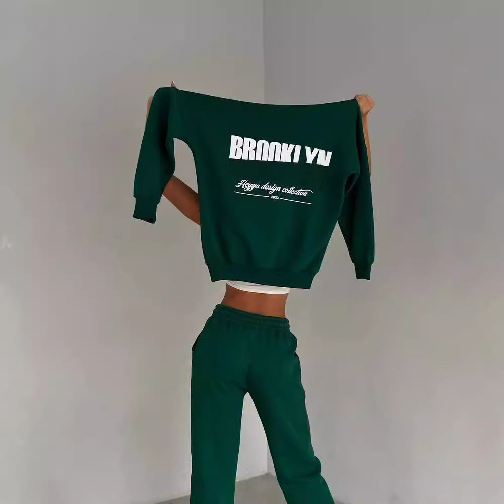 Women's Jogger Set Gray Cotton Blend Casual Hoodie and Sweatpants - 3