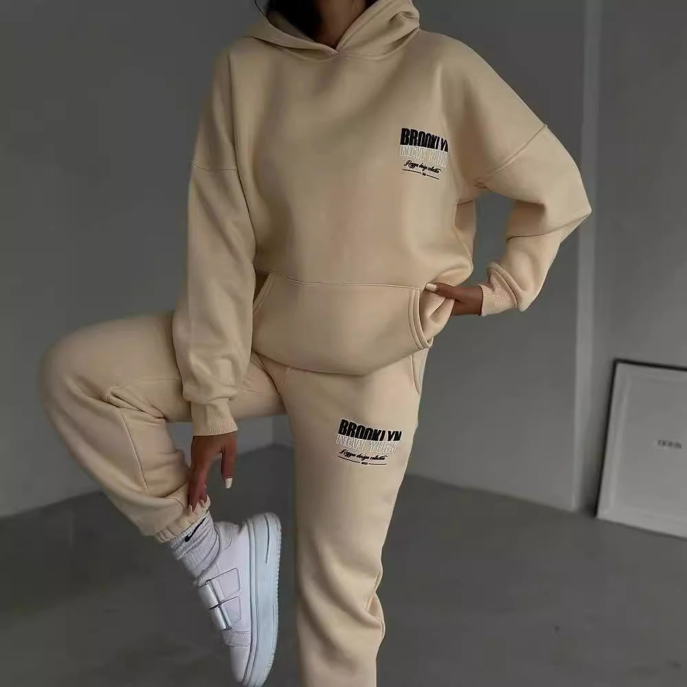 Women's Jogger Set Gray Cotton Blend Casual Hoodie and Sweatpants - 4