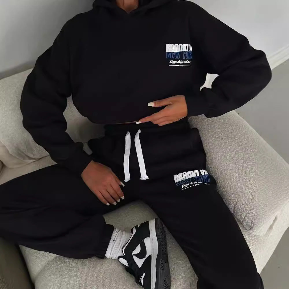 Women's Jogger Set Gray Cotton Blend Casual Hoodie and Sweatpants - 6