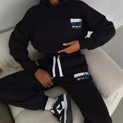 Women's Jogger Set Gray Cotton Blend Casual Hoodie and Sweatpants - 6