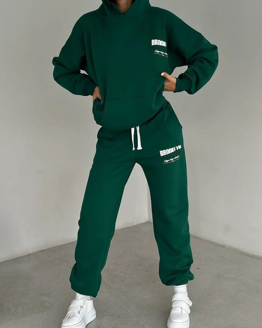 Women's Jogger Set Gray Cotton Blend Casual Hoodie and Sweatpants - 8