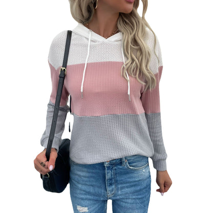 Women's Casual Hoodie Multicolor Textured Fabric - 6