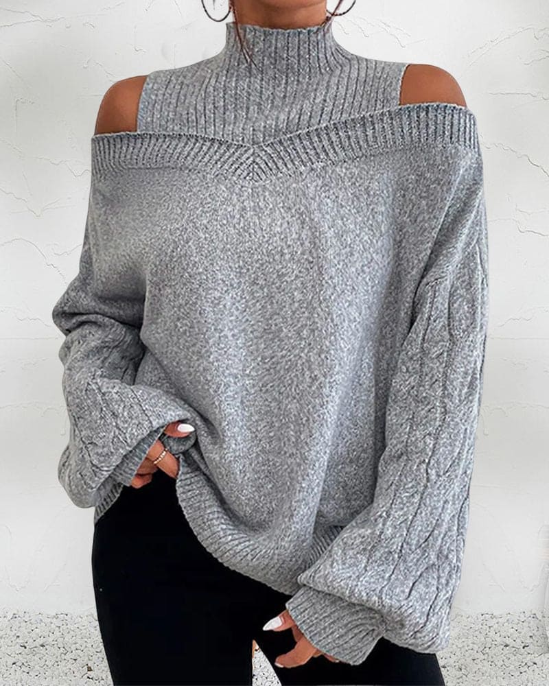 Womens Oversized Casual Sweater in Gray, Black, or Blue – Soft Everyday Comfort 4