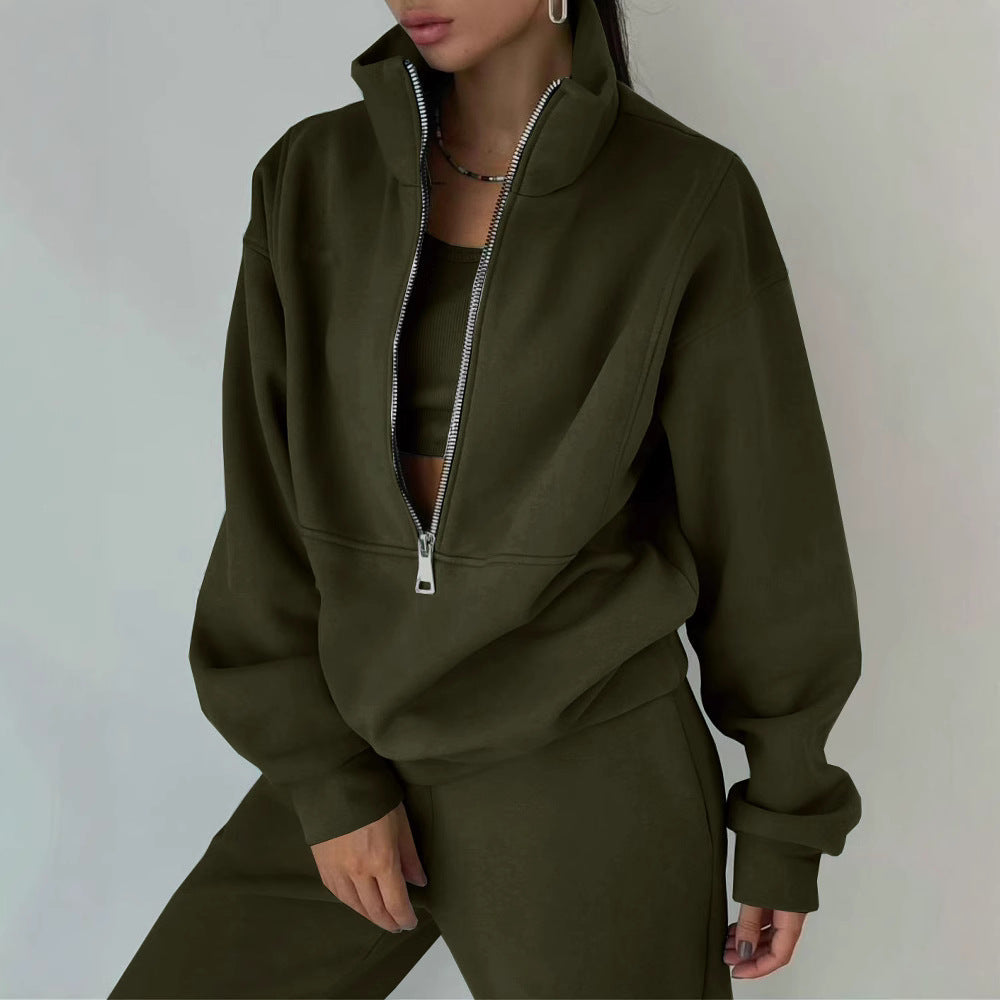 Women's Casual Hoodie and Jogging Pants Set Gray Cotton - 5