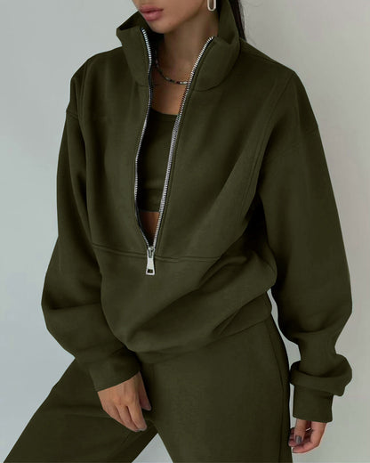 Women's Casual Hoodie and Jogging Pants Set Gray Cotton - 9