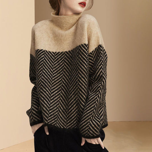 Womens Striped Sweater - Long Sleeve Casual Knit Top in Soft Polyester Blend 1