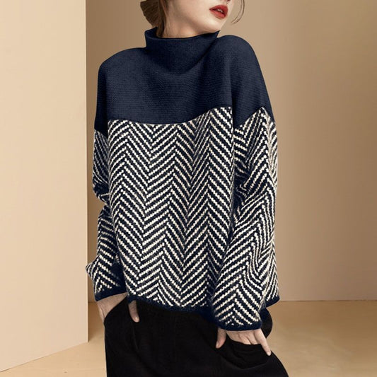 Womens Striped Sweater - Long Sleeve Casual Knit Top in Soft Polyester Blend 2