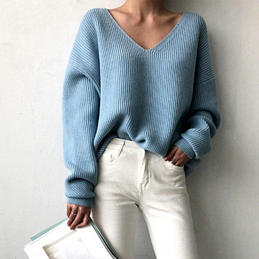 Women's V-Neck Sweater - Soft and Breathable Relaxed Fit for Casual Wear 2