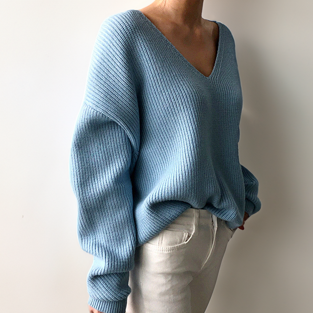 Women's V-Neck Sweater - Soft and Breathable Relaxed Fit for Casual Wear 3