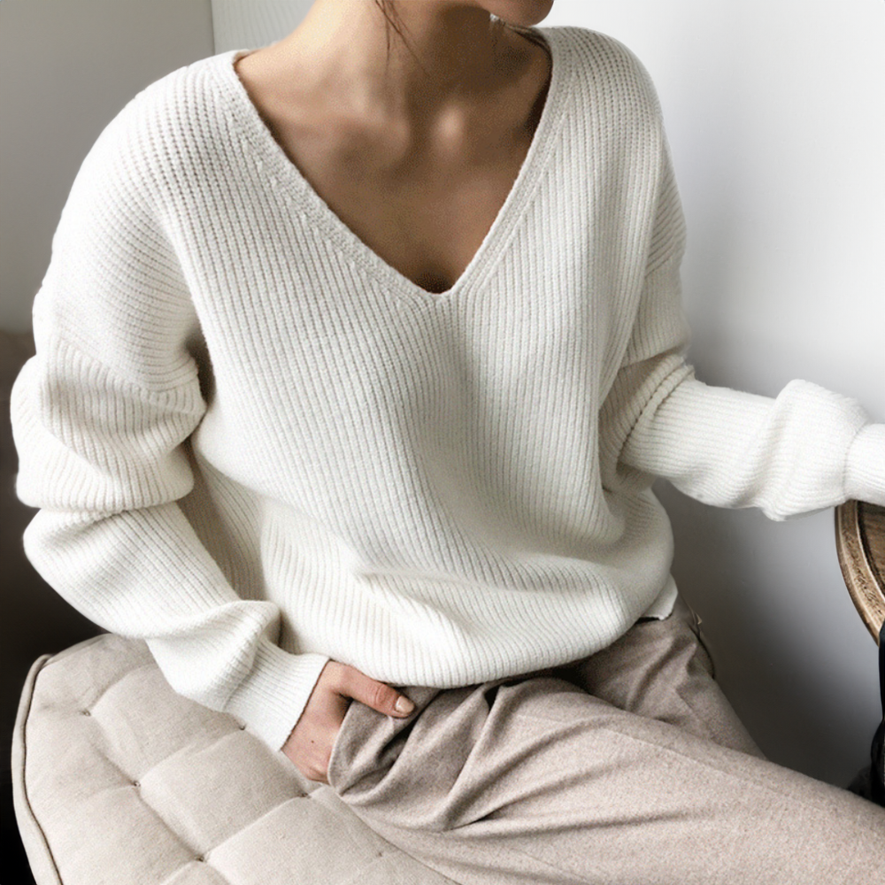 Women's V-Neck Sweater - Soft and Breathable Relaxed Fit for Casual Wear 5