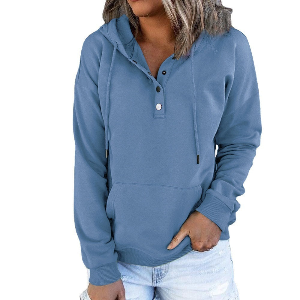 Women's Hoodie Grey Cotton Blend Relaxed Fit - 11