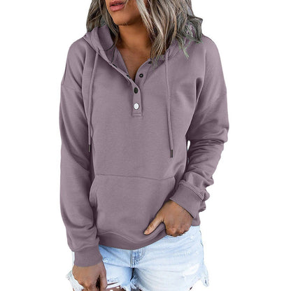 Women's Hooded Sweatshirt Gray Relaxed Fit Cotton - 3