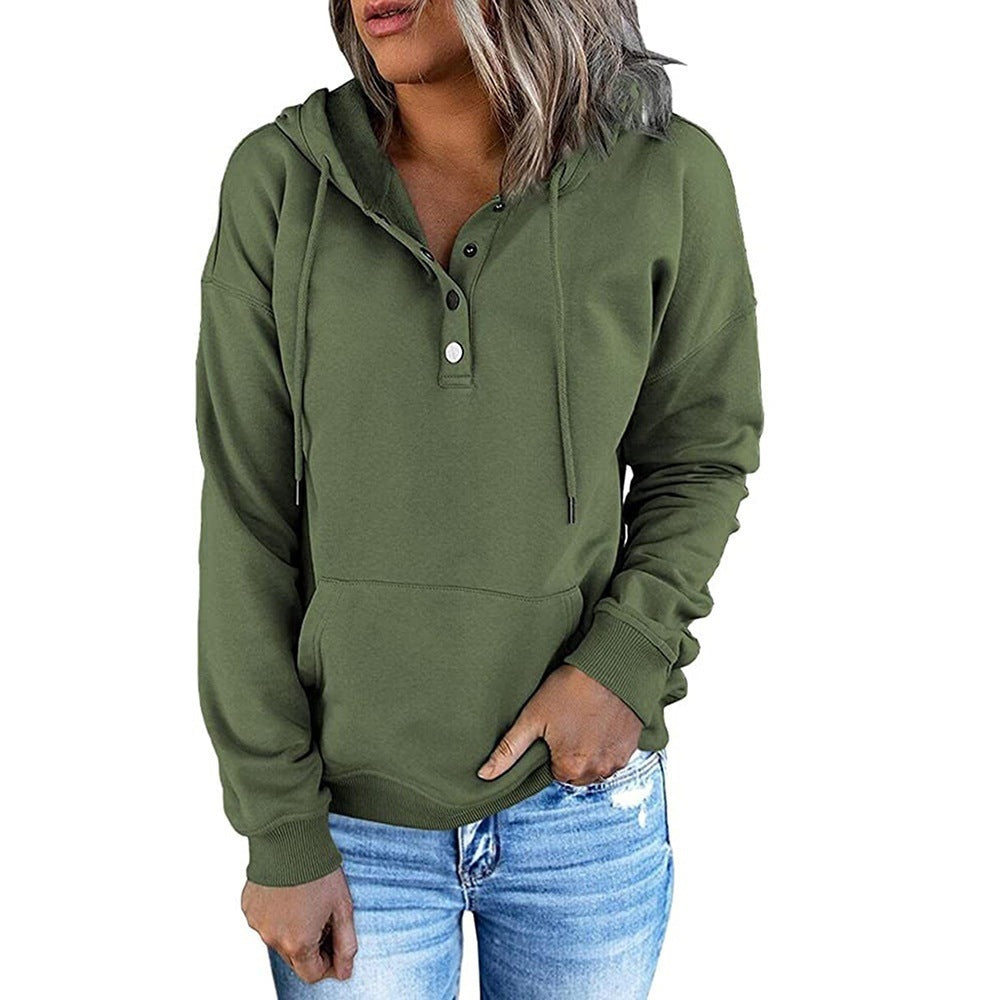 Women's Hoodie Grey Cotton Blend Relaxed Fit - 6