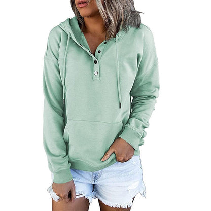 Women's Hoodie Grey Cotton Blend Relaxed Fit - 7
