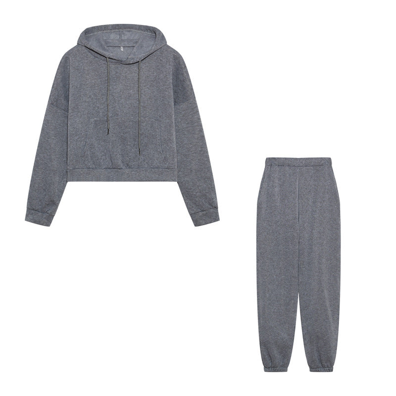 Women's Loungewear Set Gray Relaxed Fit Cotton Hoodie and Jogging Pants - 1