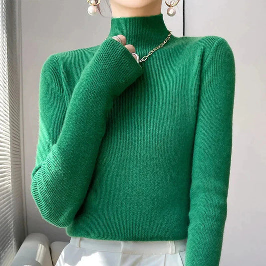 Women's Black Turtleneck Sweater with Long Sleeves – Soft Knit Casual Style 1