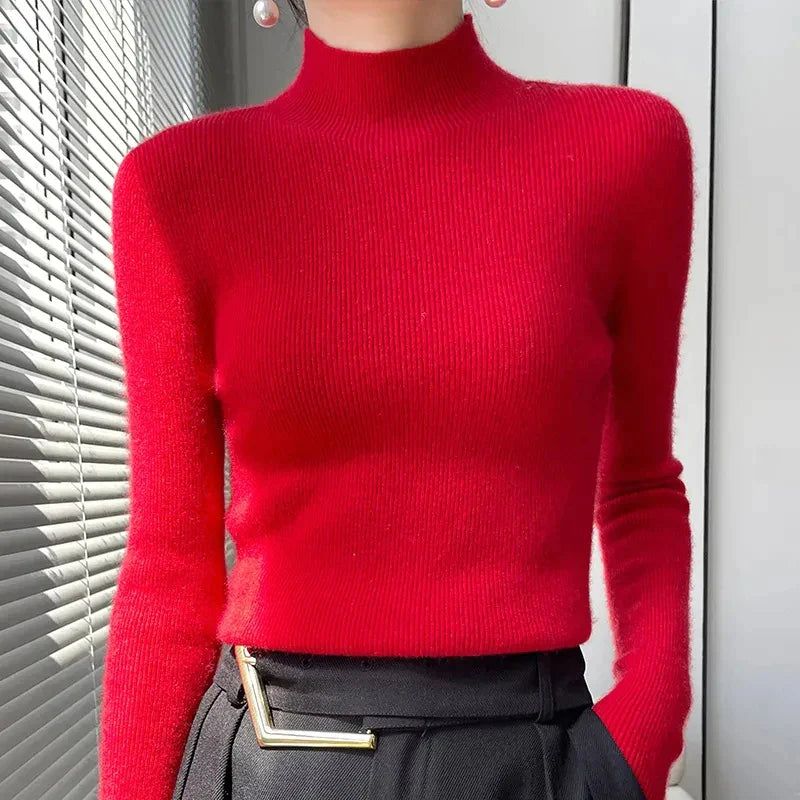 Women's Black Turtleneck Sweater with Long Sleeves – Soft Knit Casual Style 13