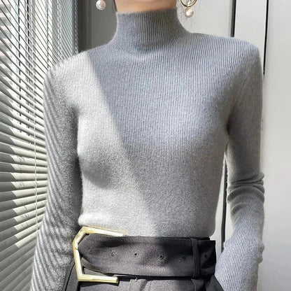 Women's Black Turtleneck Sweater with Long Sleeves – Soft Knit Casual Style 14