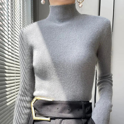 Women's Black Turtleneck Sweater with Long Sleeves – Soft Knit Casual Style 5