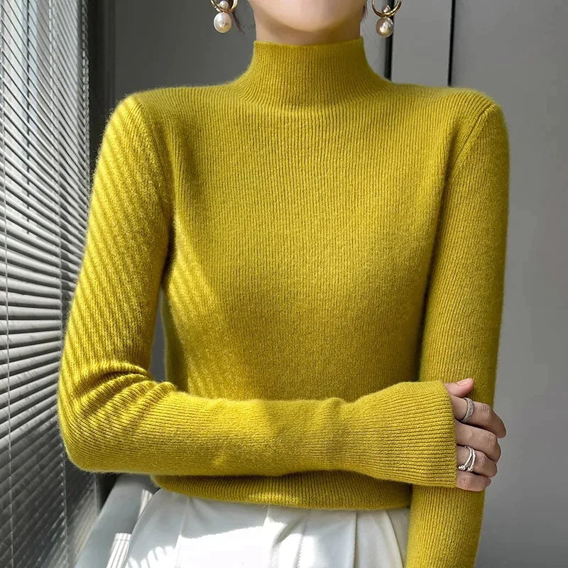 Women's Black Turtleneck Sweater with Long Sleeves – Soft Knit Casual Style 8