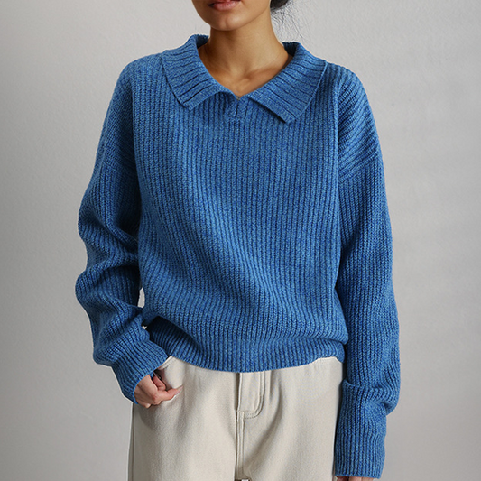 Womens Oversized Knitted Sweater in Blue – Cozy Acrylic Blend for Casual Wear 1