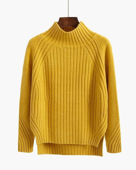 Black Oversized Sweater for Women, Knitted Pullover with Half Turtleneck 1